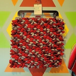 Nwt Home Texco Unique Red and Gray Textured Pillow Cover 18" × 18"